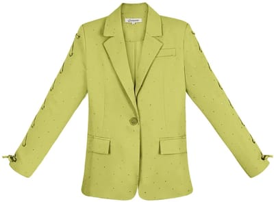 Gepolijste Polyester Vrouwenjas Set met Unieke Vetervoorziening - Groen - Maat M