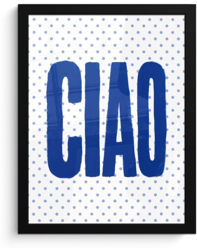 Poster in lijst - Fotolijst 30x40 cm - Posters - Ciao - Stippen - Roze - Wit - Posterlijst zwart - Decoratie - Wanddecoratie woonkamer - Muurdecoratie slaapkamer