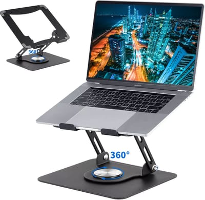Verstelbare Laptopstandaard – 360 graden draaibaar, Opvouwbaar, Draagbaar, Ergonomisch en Geschikt voor Laptops van 10" tot 17" - Voor alle laptops en tablets - Zwart