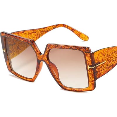 Lunettes de soleil carrées oversize classiques pour femmes Nouvelle mode Noir Léopard Lunettes de soleil Femme Dégradé Vintage Grandes Lunettes UV400