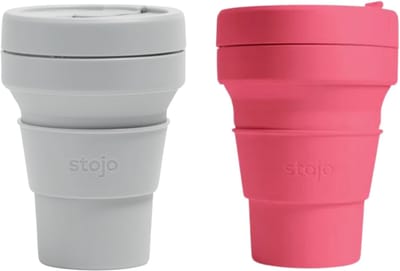 STOJO Pocket Cup 2-pack Cashmere & Peony / Grijs & Roze 2x 355ml Beker to Go