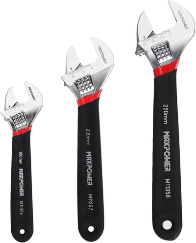 Plastic Handle Adjustable Wrench Set 150mm 200mm 250mm Extra Wide - 3pcs