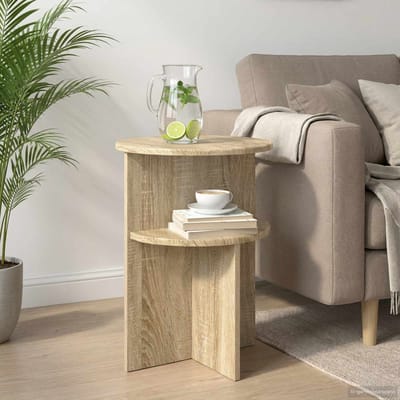 vidaXL - Bijzettafel - met - opslag - Sonoma - Eiken - Ø - 39,5 - x - 55 - cm - Bewerkt - hout