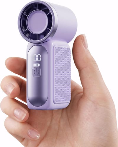 Draagbare mini-handventilator, 6 snelheden, 16900 toeren per minuut, officieel voor persoonlijk gebruik in de zomer, met led-display, USB-oplaadbaar, met draagkoord, ideaal voor make-up, reizen en buitenactiviteiten.