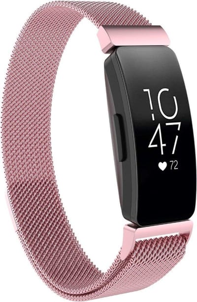 KELERINO. Milanees bandje geschikt voor Fitbit Inspire (HR) - Roze - Large
