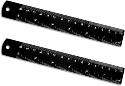 JHUBERS- Liniaal 6 inch - 2 Stuks - Roestvrij Stalen/Aluminiumlegering - Metrische Regelset - Precisie - Duurzaam Ontwerp - Meetlat