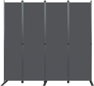 Ruimtescheider, groot, paravantscheidingswand, 4-delig, 2040 x 1800 m, zichtbescherming voor binnen, vrijstaand, voor kantoor, slaapkamer, woonkamer, eetkamer, studeerkamer - grijs