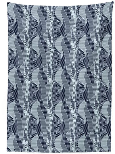 ABAKUHAUS – Abstract tafellaken 140x240 cm – satijn, blauw/babyblauw