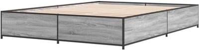 Bedframe Hout Metaal - Bedombouw Twijfelaar - Goede Nachtrust - Multiplex Lattenbodem - 120 x 200 cm - Grijs Sonoma