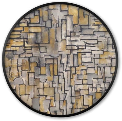 Poster in lijst Rond - Fotolijst 60x60 cm - Posters - Mondriaan - Kunst - Oude meesters - Tableau I - Ronde posterlijst zwart - Decoratie - Wanddecoratie woonkamer - Muurdecoratie slaapkamer