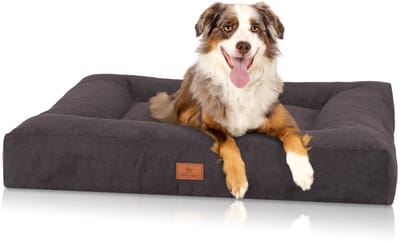Knuffelwuff orthopedisch hondenbed van velours met handgeweven uiterlijk Sofia 80x60 cm zwart