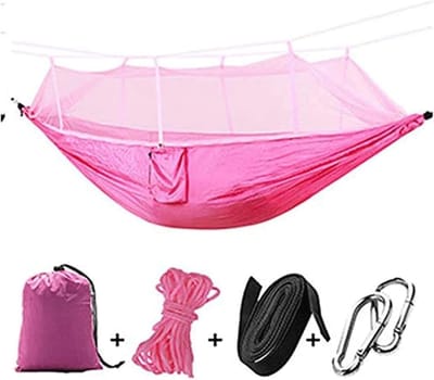 Draagbare Hangmat - Kampeer Hangmat - Buiten Ontspannen - Inclusief Draagtas - 1-2 Personen - Roze