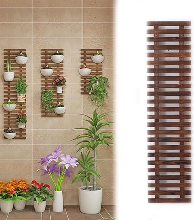 Houten plantenrek - Wanddecoratie frame - Planten ophangen - Carbonisatie proces - 120 x 29 cm - Houtkleur