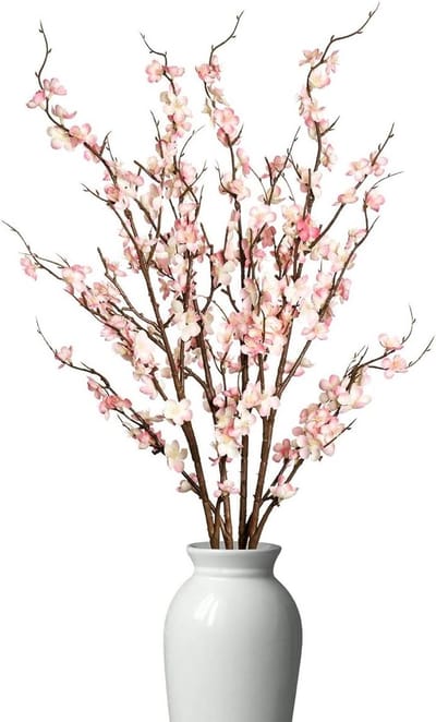 Kunstbloemen Pruimenbloesem - Nep Bloemen - Bruiloft Decoratie - Zijden Stof Materiaal - 37 Inch Lang - Lichtroze