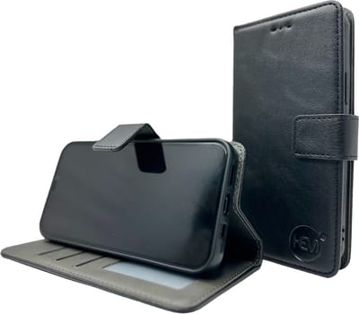 HEM Stylish Book Case (geschikt voor 14/15) pasjeshoesje iphone 15 hoesje met 3 pasjesuitsnedes + fotovakje - Portemonneehoesje - iPhone 14 hoesje met pasjeshouder - Zwart - hoesjes iphone 15