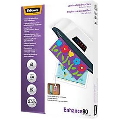 Fellowes lamineerhoezen A3 - zelfklevende achterkant - 80 micron - 100 stuks