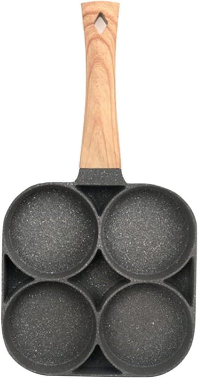 Eierkoekenpan 4 Kopjes - Gebakken Eierpan - Ontbijt Maken - Antiaanbaklaag - 18.7 cm - Matzwart