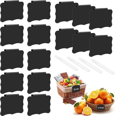 Dailygoods- Labelhouders 16 stuks - Zelfklevend - PVC - Met krijtmarkers - Opbergmanden - Verwijderbaar - 8,9 x 6,4 cm - Opberglabels