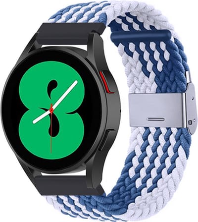 By Qubix - Braided nylon bandje - Blauw / wit - Geschikt voor Xiaomi Mi Watch / Geschikt voor Xiaomi Watch 2 / Geschikt voor Xiaomi Watch S1 / S2 / S3 / S4 (47mm)