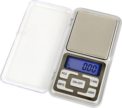 Kitchen Brothers Precisie Weegschaaltje – Luxe Mini Zakweegschaal – Mini Keuken Weegschaal – Pocket Sieraden & Juwelen Weegschaal – Nauwkeurige Digitale Keukenweegschaal 0,01 – 200 Gram – Inclusief Baterijen