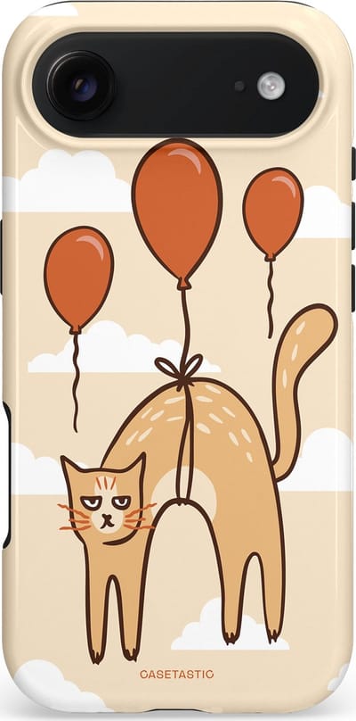 Casetastic hoesje geschikt voor Apple iPhone Air - MagSafe - Dubbellaagse bescherming - Kattenfeest Ballonnen - Fashion Case - Crème Wit Perzik