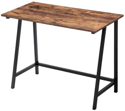 Bureau, Stijlvol Industrieel Ontwerp, Stevig Metaalframe, Eenvoudige Montage, met Verstelbare Voetjes, Geschikt voor Kantoor en Thuiswerkruimte, 100x50x75cm, Retro Bruin/Zwart