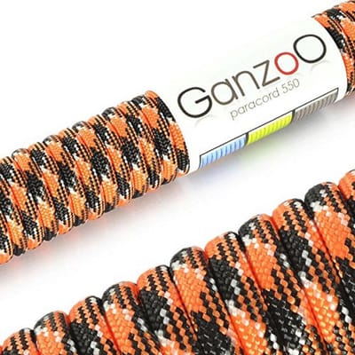 Universeel Survival Touw van Sterk Paracord - 15m (50ft) Oranje/Zwart, Ideaal voor Outdoor Activiteiten