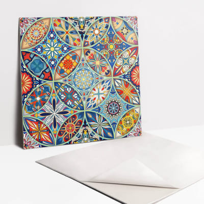 Tulup PVC Tegels - Oosterse Wielen Vinyl Tegels - 30 cm x 30 cm - Veelkleurig Zelfklevende Vinyl Tegels - Verpakking van 9 stuks - Vintage Plaktegels - Vinyl Wandtegels - Plaktegels keuken en Badkamer