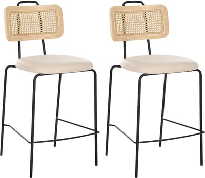 ADELANTO - Set van 2 barstoelen - Lichtbeige - Kunstleer