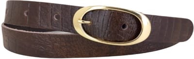 Dames Riem | Vrouwen Riem | Leren Riem | Lederen Riem | Kleur: bruin | Gouden Gesp | 2,5cm breed | Riemmaat: 85cm (totale lengte: 100cm) | 100% echt leer | Nikkelvrije gesp