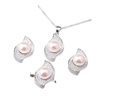 N3 Collecties Zilver 925 Zoetwaterparel Sieraden Set Met Oorbellen/Hanger/Ring Voor Vrouwen