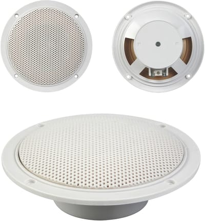 Velleman Inbouwluidspreker, 2 stuks, voor binnen en buiten, rond, wit, 5"