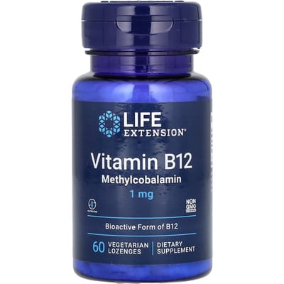 Life Extension - Vitamine B12 - Methylcobalamine - 1 mg - 60 Zuigtabletten - Biologisch Actieve Vorm van Vitamine B12 - Voedingssupplementen
