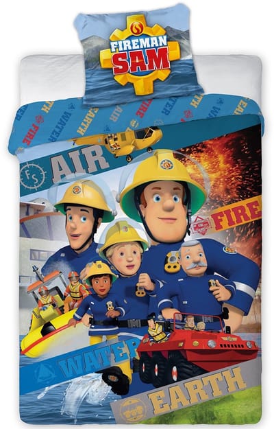 Brandweerman Sam Dekbedovertrek Elementen - Eenpersoons - 140 x 200 / 70 x 90 cm - Katoen