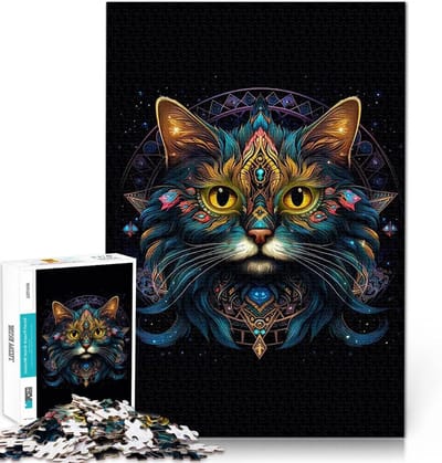 Puzzel Kintsugi Kat - Legpuzzel Abstract - Ontspannende Hobby - Willekeurige Vormen - 52x38cm - Abstract