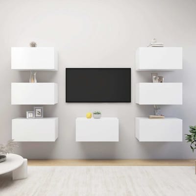 vidaXL - Tv-meubelen - 7 - st - 30,5x30x60 - cm - bewerkt - hout - wit