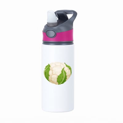 Hacebo® - bloemkool waterfles met rietje roze - Groente - groente liefhebbers - Kool - gezond eten - water fles - 650ML