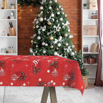 ANRO Tafelkleed Kerst maretak Rood 300x140cm Rechte rand Afwasbaar Waterafstotend Binnen & Buiten