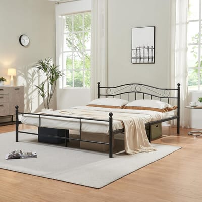 Stalen bedframe 160x200 cm zwart inclusief lattenbodem