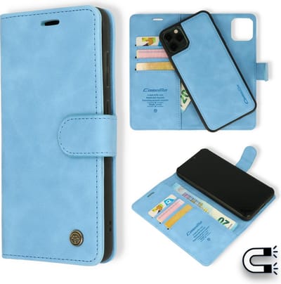 Casemania Hoesje Geschikt voor Apple iPhone 11 Pro Sky Blue - 2 in 1 Magnetic Book Case
