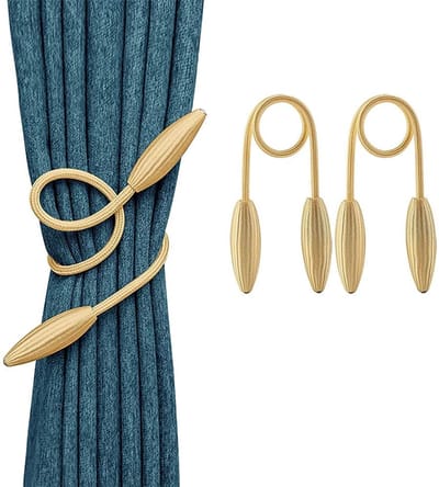 Dailygoods- Gordijnholdbacks - 2 Stks - Goud - Duurzaam - Geen montage - Geschikt voor dikke gordijnen - Praktisch ontwerp - Gordijnclips