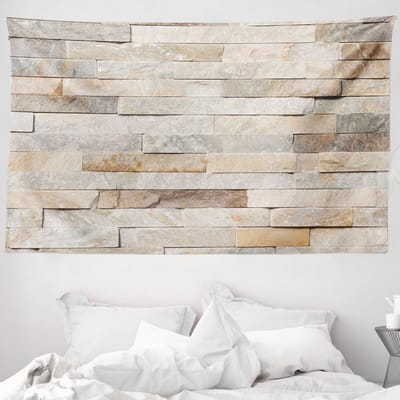 ABAKUHAUS Ivoor wandtapijt, stedelijke bakstenen muur achtergrond, 230 x 140 cm, crème beige bruin