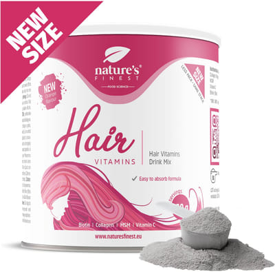 Nature's Finest Haar Vitamines 150 g – Biotine, Collageen & Vitamine C voor Sterk, Gezond en Glanzend Haar – Vermindert Haaruitval, Stimuleert Haargroei – Suikervrij Haar Supplement in Poedervorm