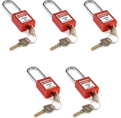 Allecto - Lockout-hangslot - Veiligheidsvergrendeling - Rood - Hangsloten - Duurzaam en betrouwbaar vergrendelen - Geschikt voor beveiliging ...