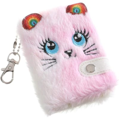 Schattige kat pluche notitieboekje voor meisjes Kawaii hanger sleutelhanger harige katten notebook dagelijkse planner dagboek boek notitieblok briefpapier handboek