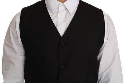 Dolce & Gabbana Mannen Zwarte Zijden Jurk Waistcoat