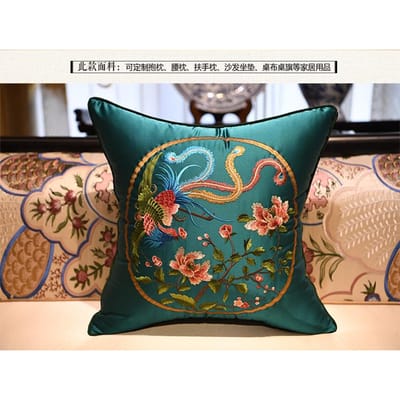 Klassieke Chinese Stijl Borduurwerk Feniks Goudgeel Kussenhoes Bloemenvogel Patroon Taille Kussenhoes Decor voor Bank Bed 30x50cm