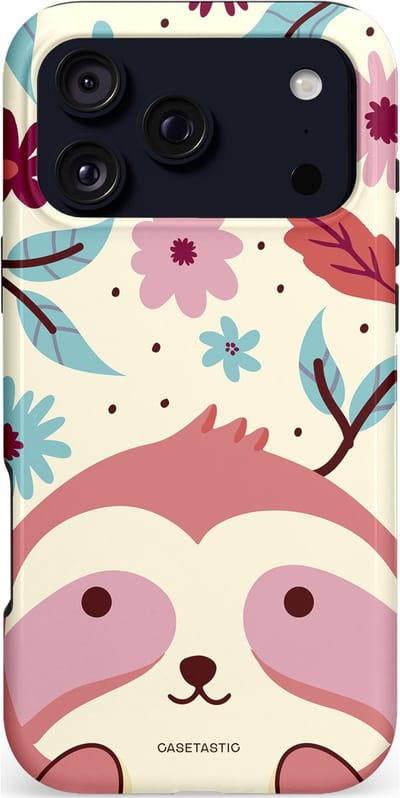Casetastic hoesje geschikt voor Apple iPhone 17 Pro Max - MagSafe - Dubbellaagse bescherming - Luiaard knuffels - Fashion Case - Crème Koraal Lichtroze