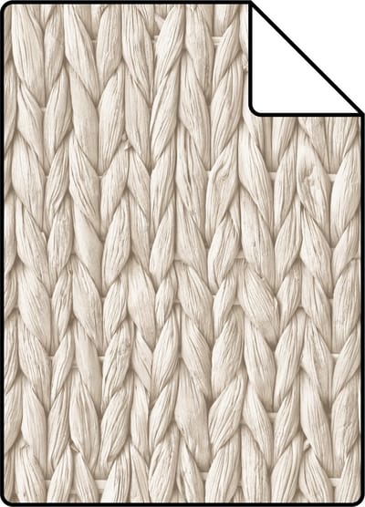 Proefstaal ESTAhome behang geweven riet motief licht crème beige - 26.5 x 21 cm - 148699-S