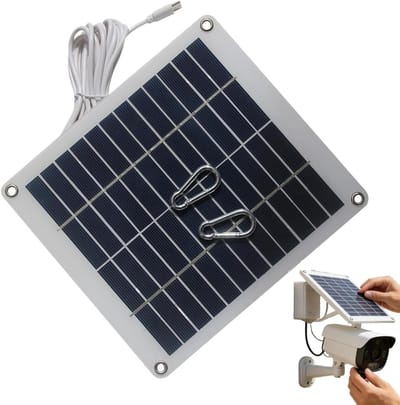 Camera Zonnepaneel - Solar Oplaadpaneel - Outdoor Energie - 50W Waterdicht - 21 x 18 cm - Zwart